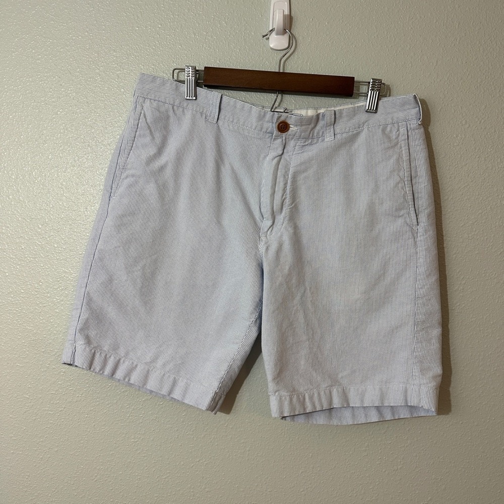 J.Crew Gramercy Mens Blue White Seersucker Striped Shorts 35